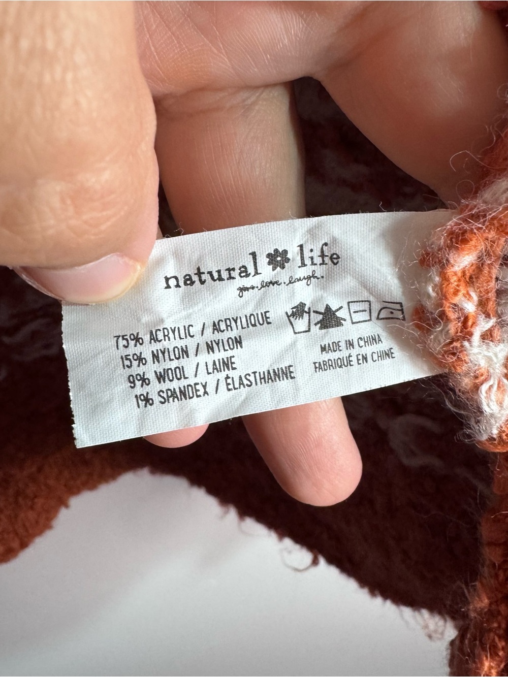 Natural Life L/XL Calla Jacquard Cardigan Rust Floral Boho Wool Blend - Picture 4 of 4